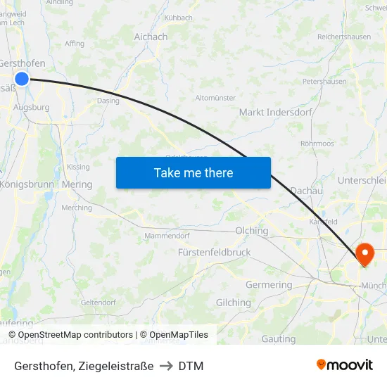 Gersthofen, Ziegeleistraße to DTM map