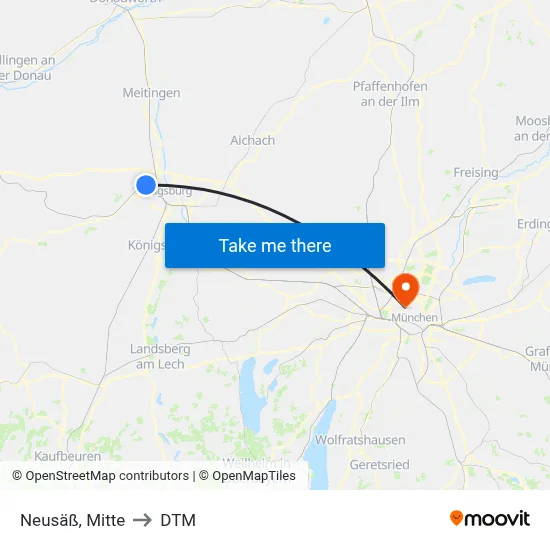 Neusäß, Mitte to DTM map