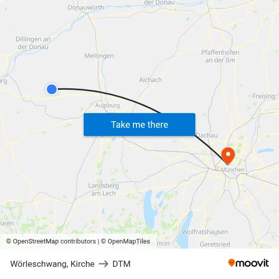 Wörleschwang, Kirche to DTM map