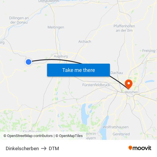 Dinkelscherben to DTM map