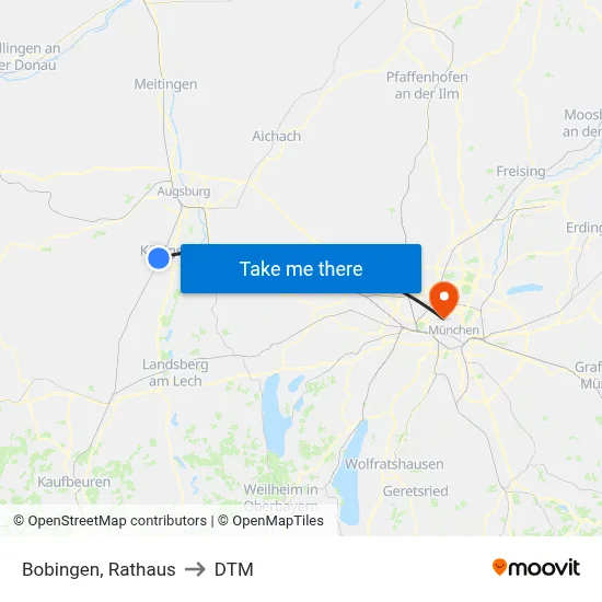 Bobingen, Rathaus to DTM map