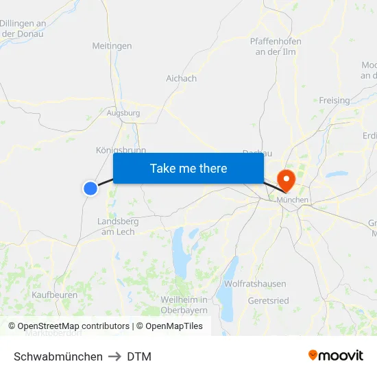 Schwabmünchen to DTM map