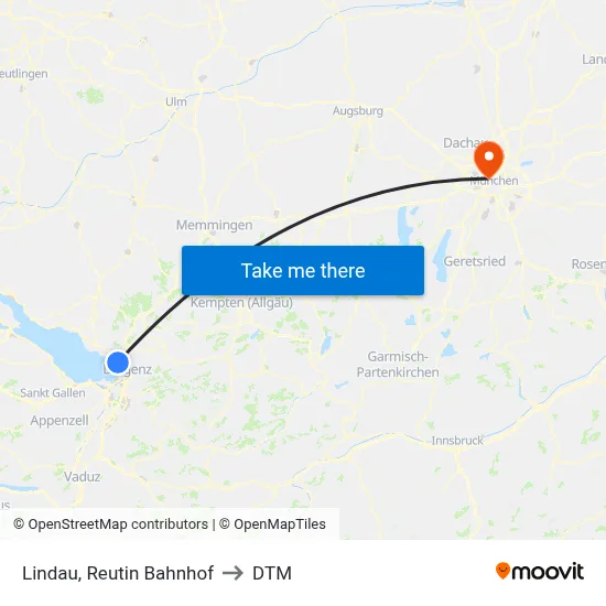 Lindau, Reutin Bahnhof to DTM map