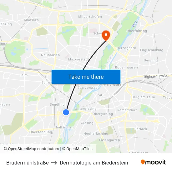 Brudermühlstraße to Dermatologie am Biederstein map