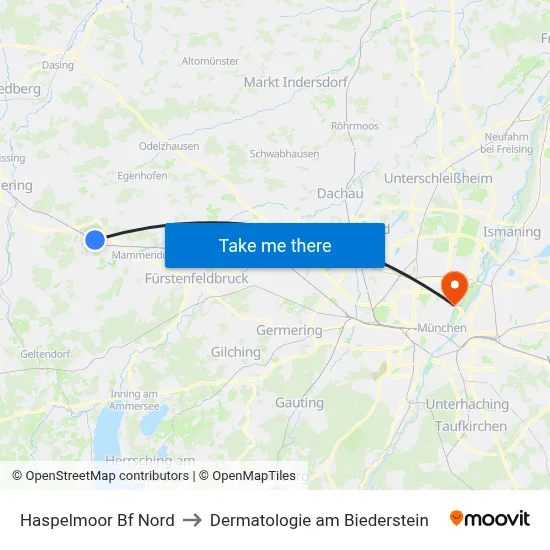Haspelmoor Bf Nord to Dermatologie am Biederstein map