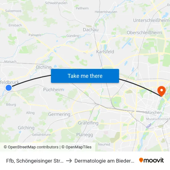 Ffb, Schöngeisinger Straße to Dermatologie am Biederstein map