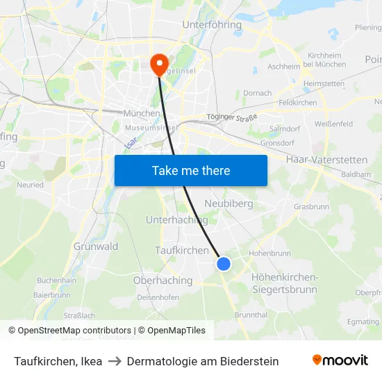 Taufkirchen, Ikea to Dermatologie am Biederstein map