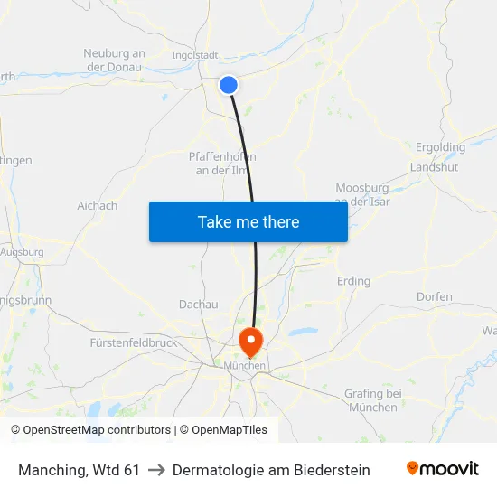 Manching, Wtd 61 to Dermatologie am Biederstein map