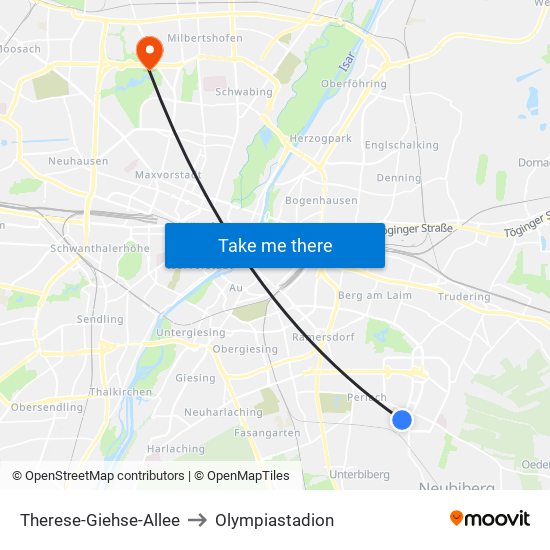 Therese-Giehse-Allee to Olympiastadion map