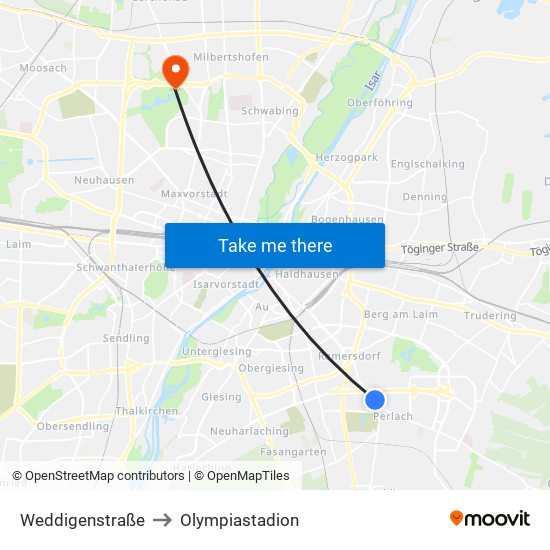 Weddigenstraße to Olympiastadion map