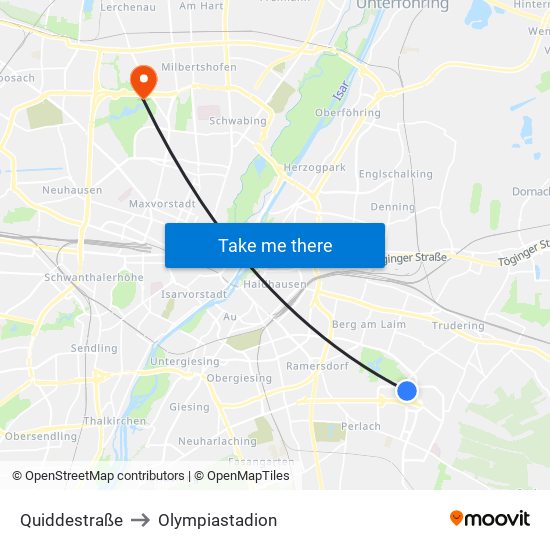 Quiddestraße to Olympiastadion map