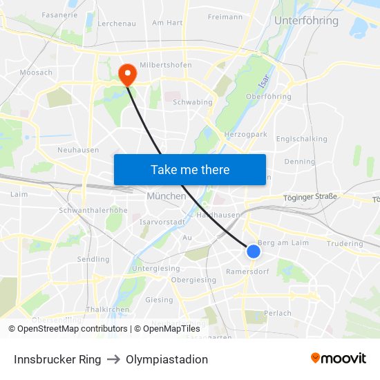 Innsbrucker Ring to Olympiastadion map