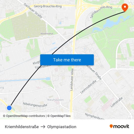 Kriemhildenstraße to Olympiastadion map