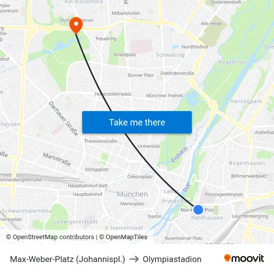Max-Weber-Platz (Johannispl.) to Olympiastadion map
