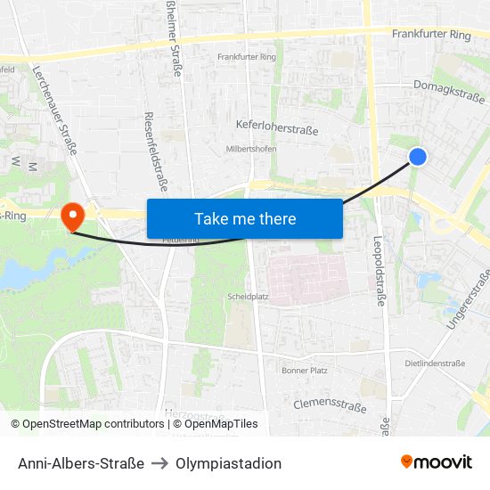 Anni-Albers-Straße to Olympiastadion map