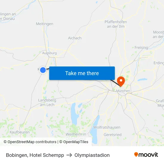 Bobingen, Hotel Schempp to Olympiastadion map
