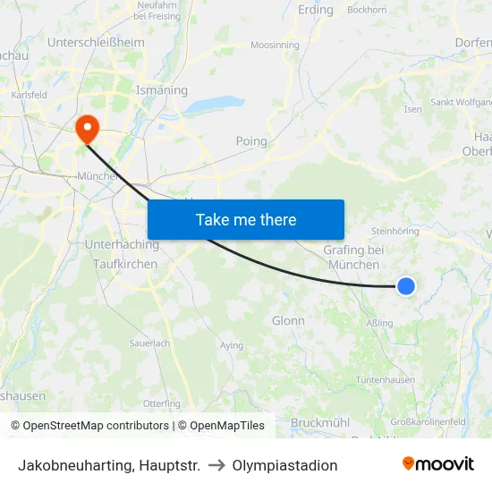 Jakobneuharting, Hauptstr. to Olympiastadion map