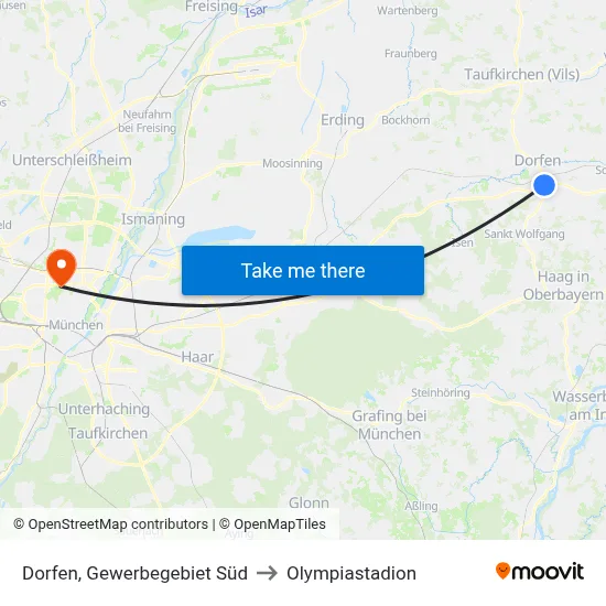 Dorfen, Gewerbegebiet Süd to Olympiastadion map