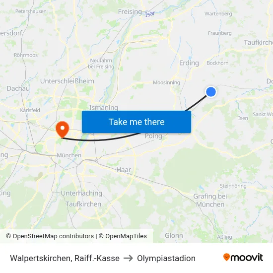 Walpertskirchen, Raiff.-Kasse to Olympiastadion map