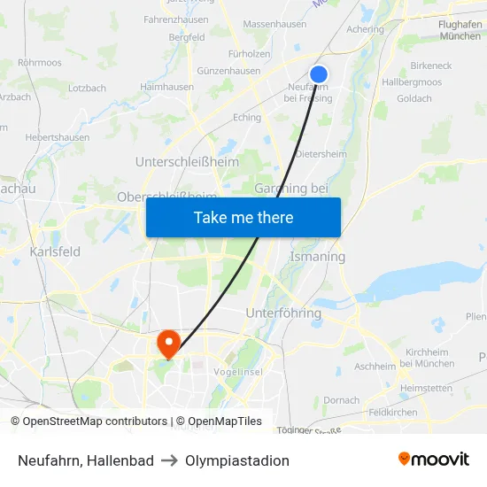 Neufahrn, Hallenbad to Olympiastadion map