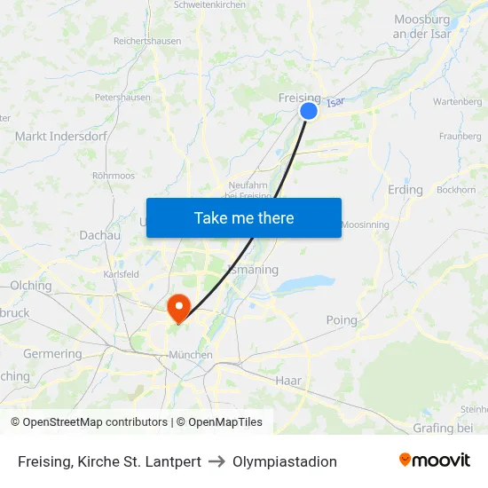 Freising, Kirche St. Lantpert to Olympiastadion map