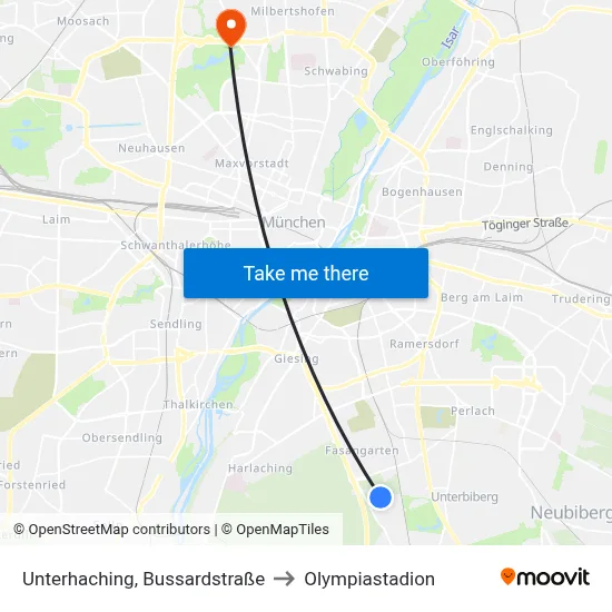 Unterhaching, Bussardstraße to Olympiastadion map