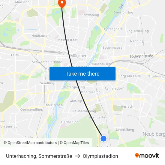 Unterhaching, Sommerstraße to Olympiastadion map