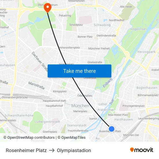 Rosenheimer Platz to Olympiastadion map