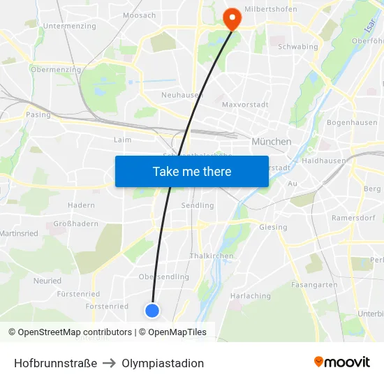 Hofbrunnstraße to Olympiastadion map