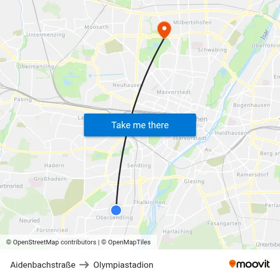 Aidenbachstraße to Olympiastadion map