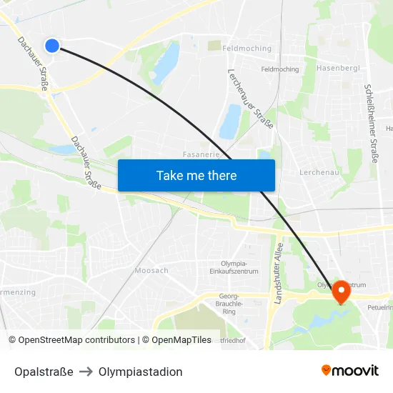 Opalstraße to Olympiastadion map
