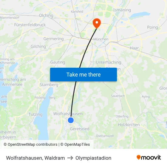 Wolfratshausen, Waldram to Olympiastadion map