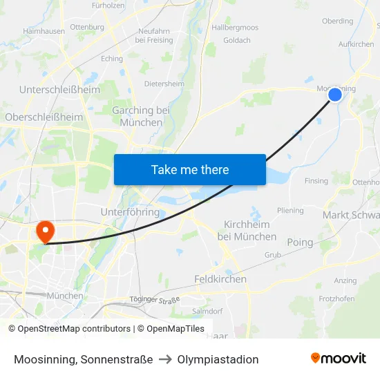Moosinning, Sonnenstraße to Olympiastadion map