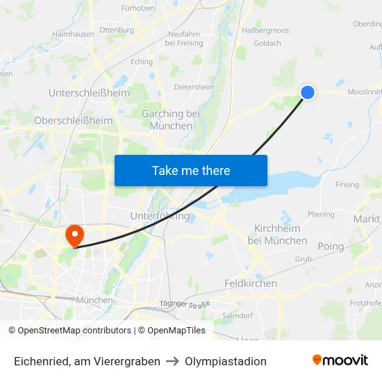Eichenried, am Vierergraben to Olympiastadion map