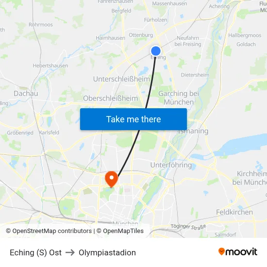 Eching (S) Ost to Olympiastadion map