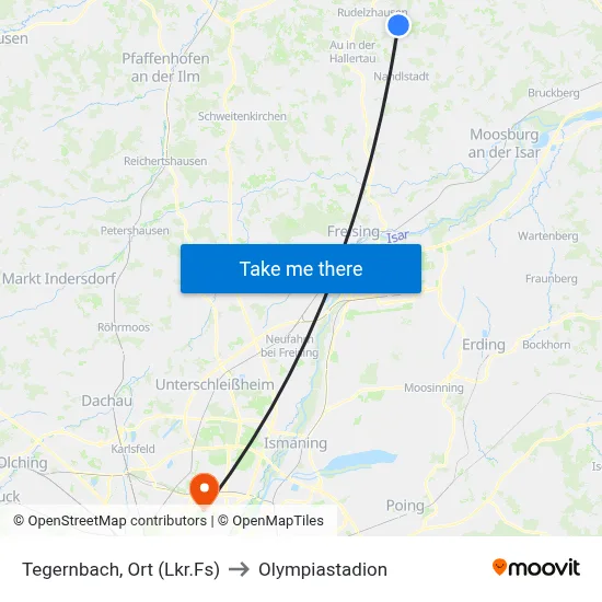 Tegernbach, Ort (Lkr.Fs) to Olympiastadion map