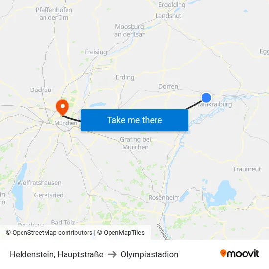Heldenstein, Hauptstraße to Olympiastadion map