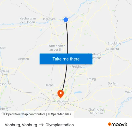 Vohburg, Vohburg to Olympiastadion map