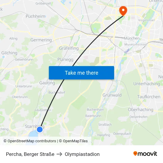 Percha, Berger Straße to Olympiastadion map
