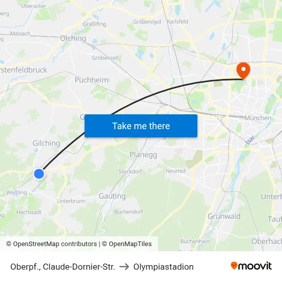 Oberpf., Claude-Dornier-Str. to Olympiastadion map