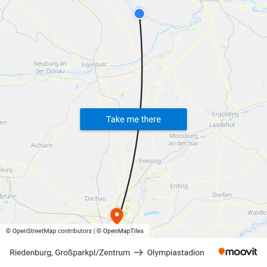 Riedenburg, Großparkpl/Zentrum to Olympiastadion map