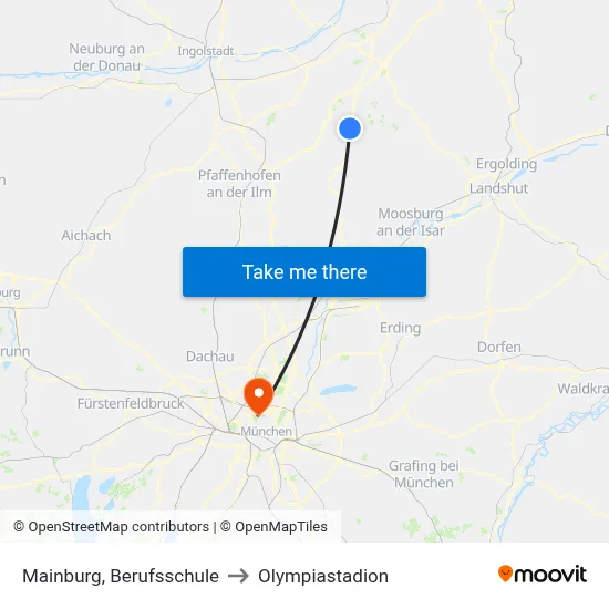 Mainburg, Berufsschule to Olympiastadion map