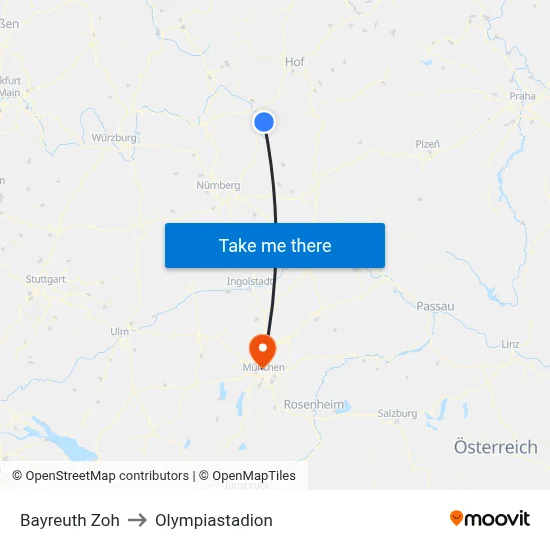 Bayreuth Zoh to Olympiastadion map