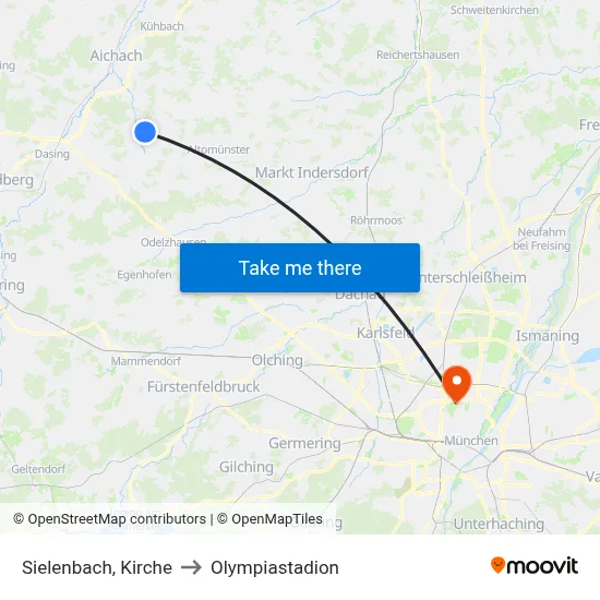 Sielenbach, Kirche to Olympiastadion map