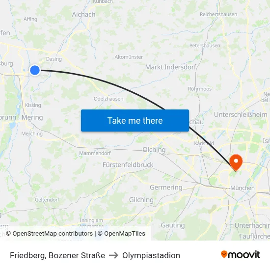 Friedberg, Bozener Straße to Olympiastadion map