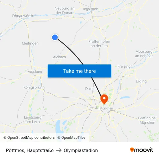 Pöttmes, Hauptstraße to Olympiastadion map