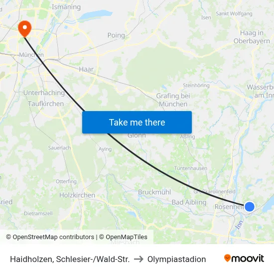 Haidholzen, Schlesier-/Wald-Str. to Olympiastadion map