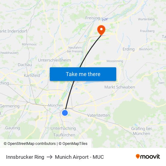 Innsbrucker Ring to Munich Airport - MUC map