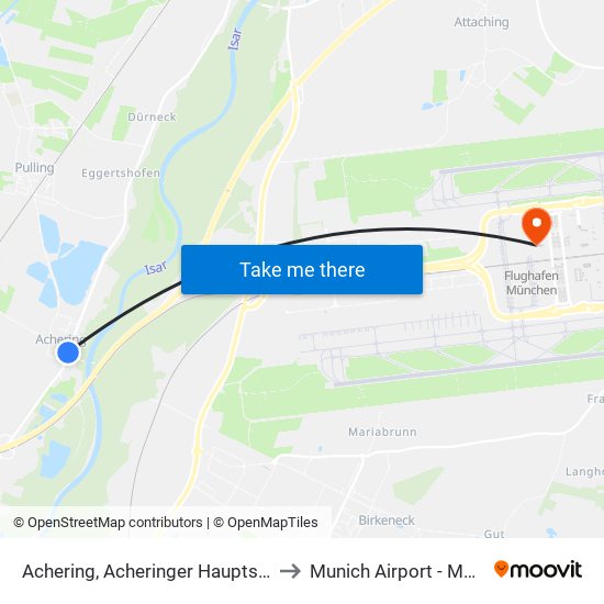 Achering, Acheringer Hauptstr. to Munich Airport - MUC map