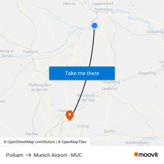 Poikam to Munich Airport - MUC map